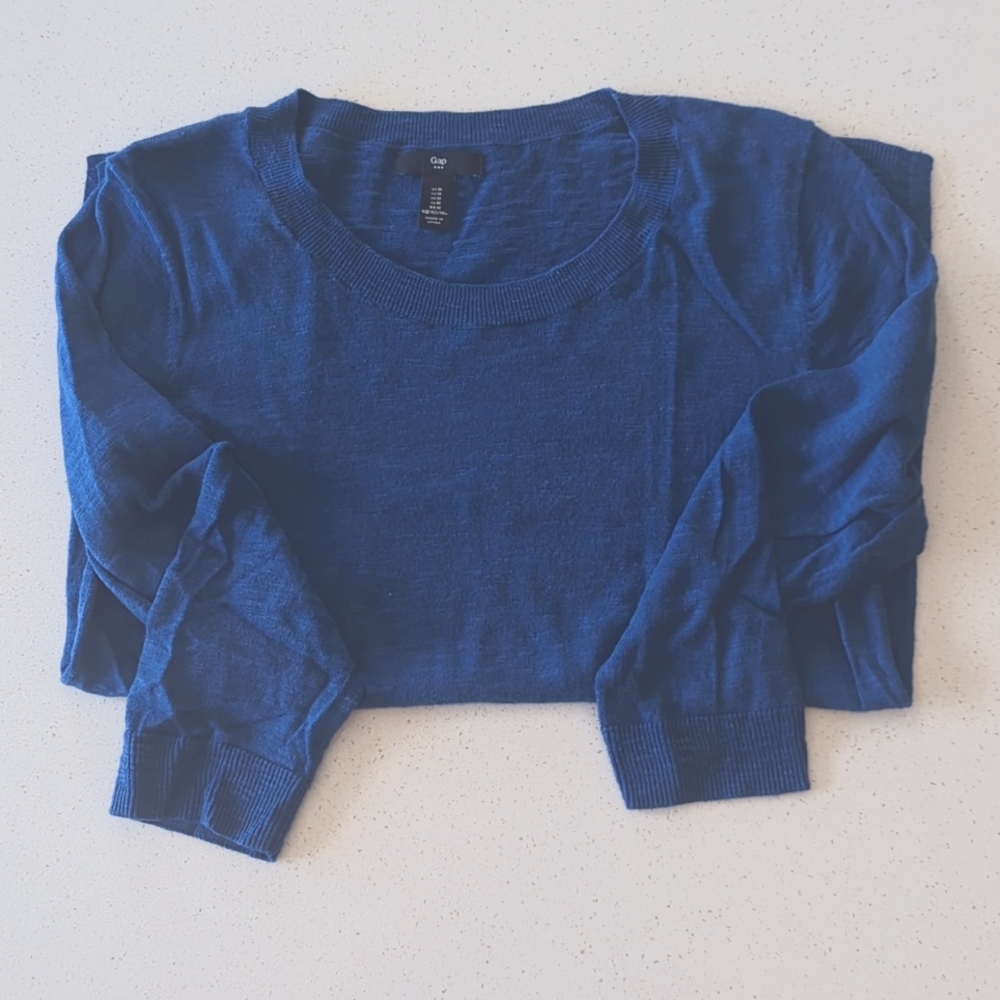 Gap Factory Crewneck 3/4 Sleeve Cobalt Blue Sweater